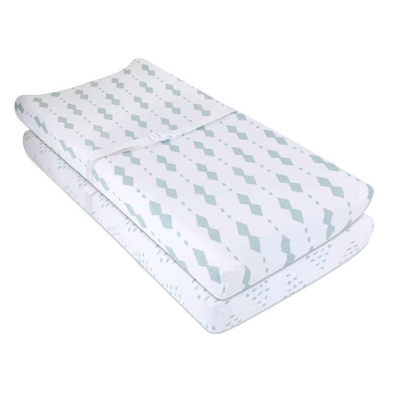 Ely's & Co. Changing Pad Cover - Cradle Sheets Fits Baby Mattress Sheet 36" X 18 - Unisex Grey Sage Diamond - 2 Pack Set - Image 5